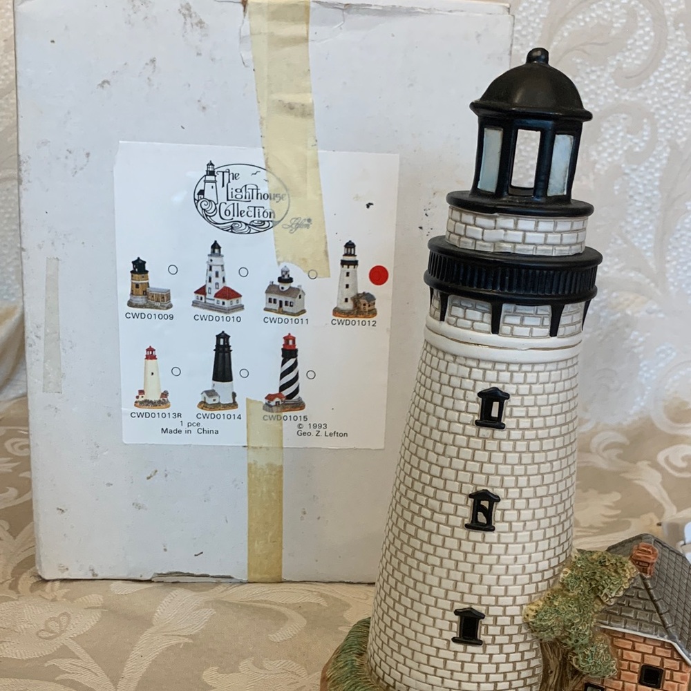 St Simons Island Lighthouse , lamp with switched cord hand painted - Picture 9 of 9